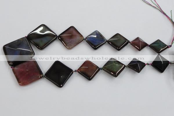 CAA600 20*20mm – 40*40mm faceted diamond dragon veins agate beads