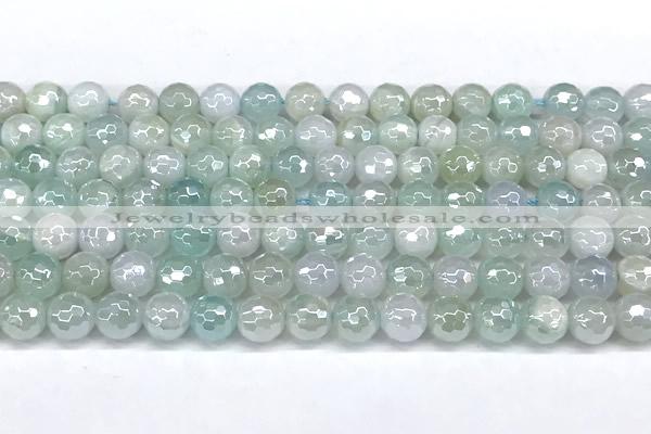 CAA6000 15 inches 6mm faceted round AB-color line agate beads