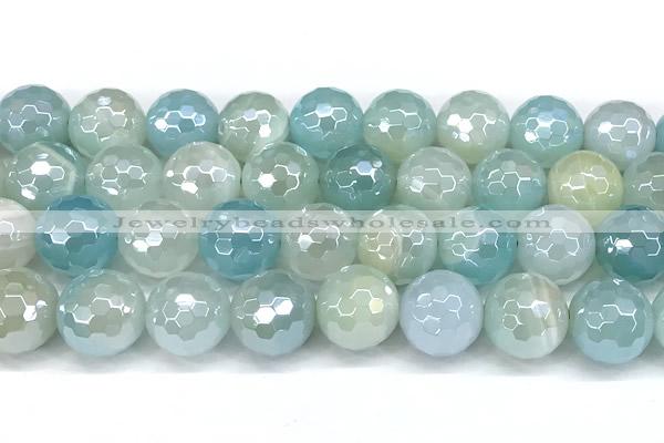 CAA6003 15 inches 12mm faceted round AB-color line agate beads