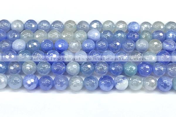 CAA6006 15 inches 8mm faceted round AB-color line agate beads