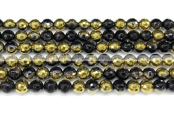 CAA6024 15 inches 6mm faceted round electroplated agate beads