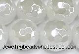 CAA6033 15 inches 12mm faceted round AB-color white agate beads