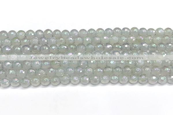 CAA6034 15 inches 6mm faceted round AB-color white agate beads