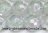 CAA6036 15 inches 10mm faceted round AB-color white agate beads