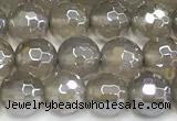 CAA6038 15 inches 6mm faceted round AB-color grey agate beads