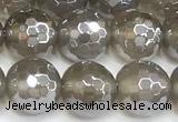 CAA6039 15 inches 8mm faceted round AB-color grey agate beads