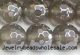 CAA6040 15 inches 10mm faceted round AB-color grey agate beads