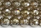 CAA6046 15 inches 6mm faceted round AB-color yellow agate beads