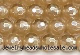 CAA6050 15 inches 6mm faceted round AB-color yellow agate beads