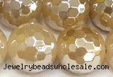 CAA6053 15 inches 12mm faceted round AB-color yellow agate beads