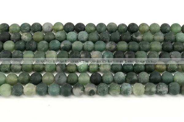 CAA6071 15 inches 6mm round matte moss agate beads