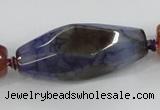 CAA615 15.5 inches 16*40mm faceted rice dragon veins agate beads