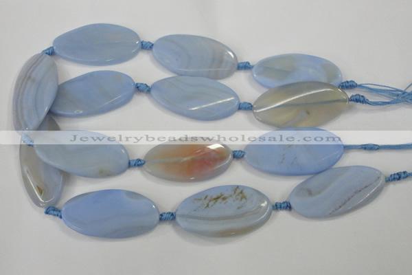 CAA746 15.5 inches 24*48mm twisted oval blue lace agate beads wholesale