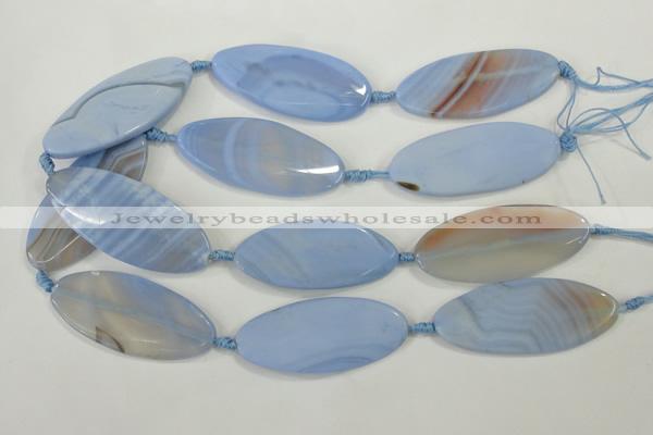 CAA747 15.5 inches 25*55mm twisted oval blue lace agate beads wholesale