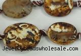 CAA760 15.5 inches 14*18mm twisted oval wooden agate beads