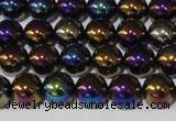 CAA850 15.5 inches 10mm round AB-color black agate beads