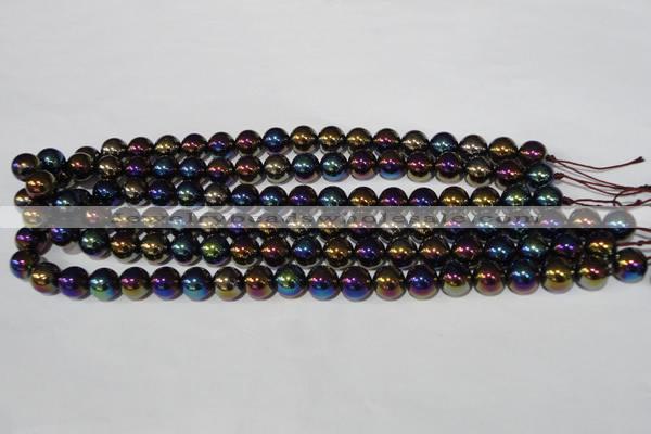 CAA850 15.5 inches 10mm round AB-color black agate beads