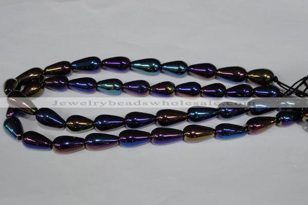 CAA856 15.5 inches 11*20mm teardrop AB-color black agate beads