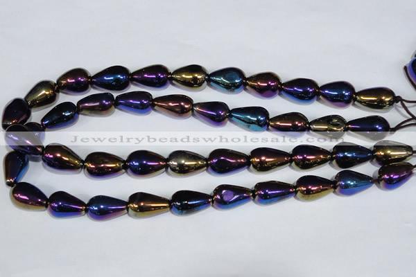 CAA857 15.5 inches 13*20mm teardrop AB-color black agate beads