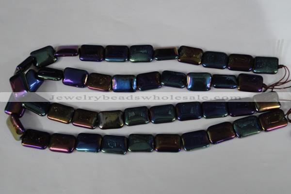 CAA861 15.5 inches 13*18mm rectangle AB-color black agate beads