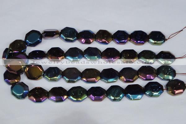 CAA862 15.5 inches 18*20mm octagonal AB-color black agate beads