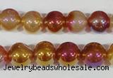 CAA870 15.5 inches 12mm round AB-color red agate beads