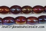 CAA878 15.5 inches 7*14mm rice AB-color red agate beads