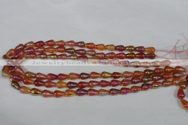 CAA880 15.5 inches 8*12mm teardrop AB-color red agate beads