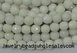 CAA92 15.5 inches 4mm faceted round white agate gemstone beads