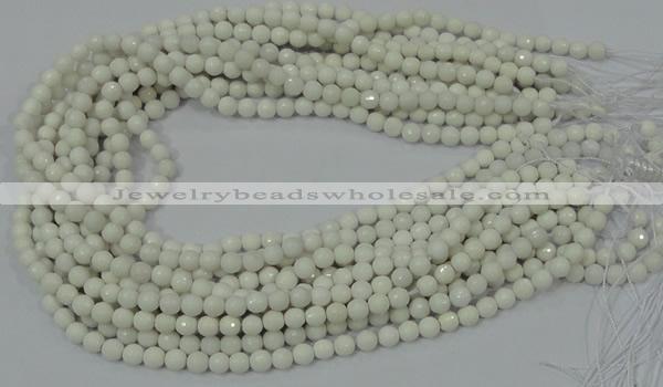 CAA92 15.5 inches 4mm faceted round white agate gemstone beads