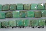 CAA99 15.5 inches 8*8mm faceted square grass agate gemstone beads