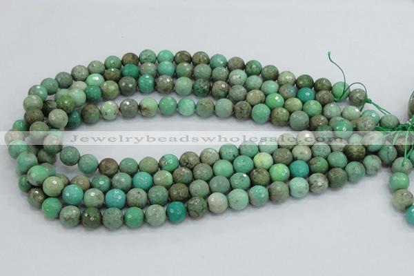 CAB08 15.5 inches 10mm faceted round green grass agate gemstone beads