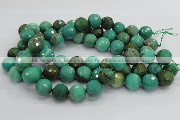 CAB12 15.5 inches 18mm faceted round green grass agate gemstone beads