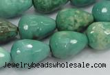 CAB15 15.5 inches 12*18mm faceted teardrop green grass agate beads