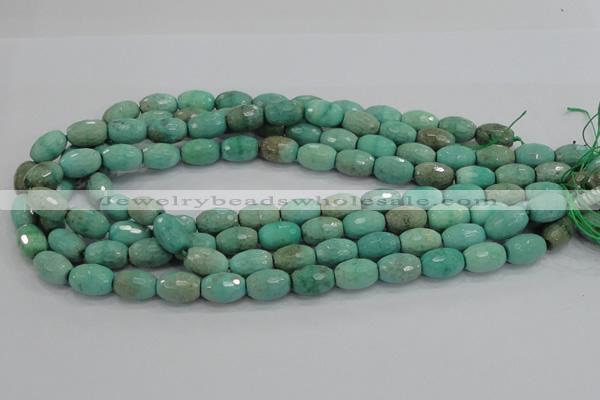 CAB20 15.5 inches 10*15mm faceted rice green grass agate beads