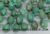 CAB23 15.5 inches 7*10mm faceted teardrop green grass agate beads