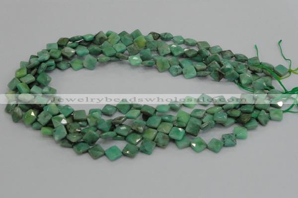 CAB35 15.5 inches 8*8mm faceted diamond green grass agate beads