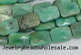 CAB36 15.5 inches 10*14mm faceted rectangle green grass agate beads