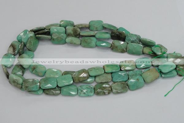 CAB37 15.5 inches 13*18mm faceted rectangle green grass agate beads