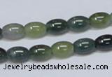 CAB388 15.5 inches 7*10mm rice moss agate gemstone beads wholesale