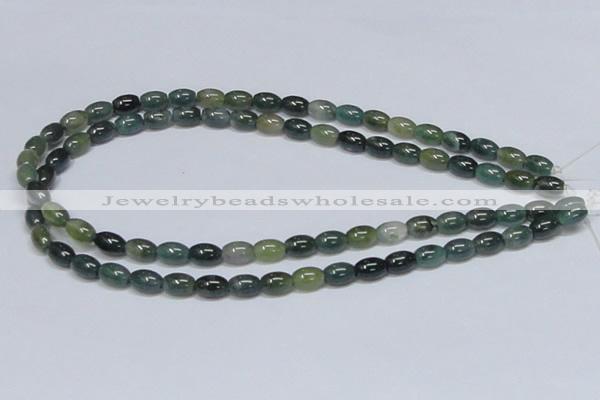 CAB388 15.5 inches 7*10mm rice moss agate gemstone beads wholesale