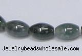 CAB390 15.5 inches 10*15mm rice moss agate gemstone beads wholesale