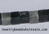 CAB398 15.5 inches 10*10mm cube moss agate gemstone beads wholesale