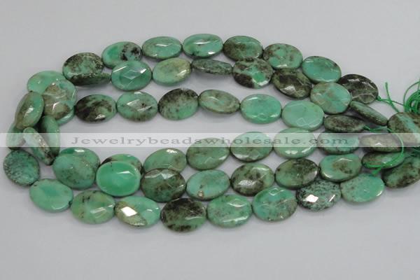 CAB40 15.5 inches 15*20mm faceted oval green grass agate beads