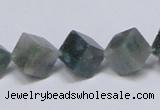 CAB401 15.5 inches 10*10mm inclined cube moss agate gemstone beads