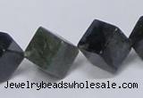 CAB402 15.5 inches 12*12mm inclined cube moss agate gemstone beads