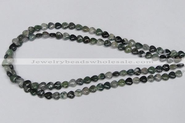 CAB404 15.5 inches 8*8mm heart moss agate gemstone beads wholesale