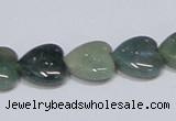 CAB407 15.5 inches 14*14mm heart moss agate gemstone beads wholesale