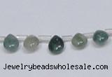 CAB414 15.5 inches 7*9mm flat teardrop moss agate gemstone beads