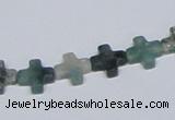 CAB415 15.5 inches 10*10mm cross moss agate gemstone beads